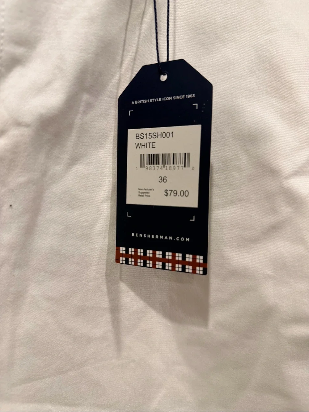 NWT Ben Sherman White Regular Fit Chino Shorts Men’s 36